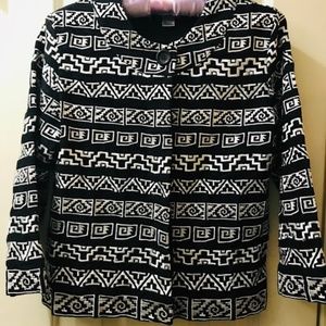 CHICOs B/W geometric pattern accent Jacket Sz 0